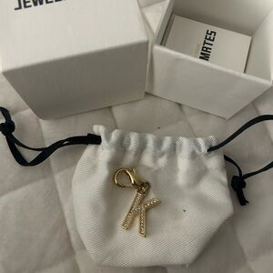 Golden Goose Gold Letter K Charm with Crystals
